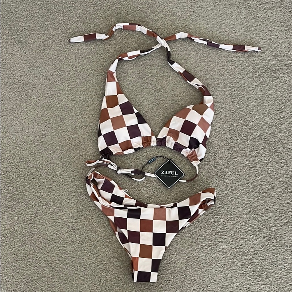 Zaful Checkered Bikini Set NWT size M/6